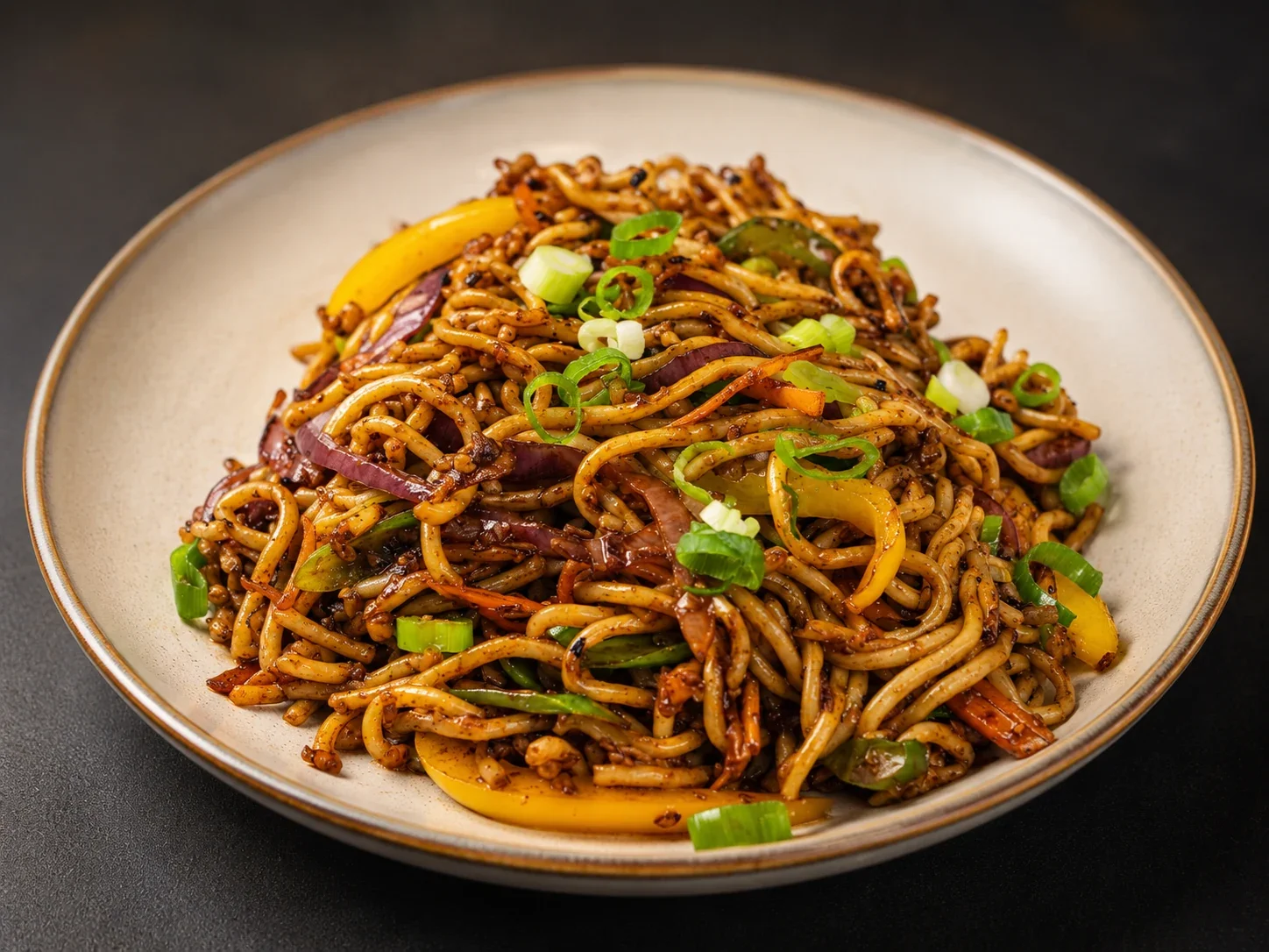Sizzling Hakka noodles tossed with fresh crisp vegetables at Sevana